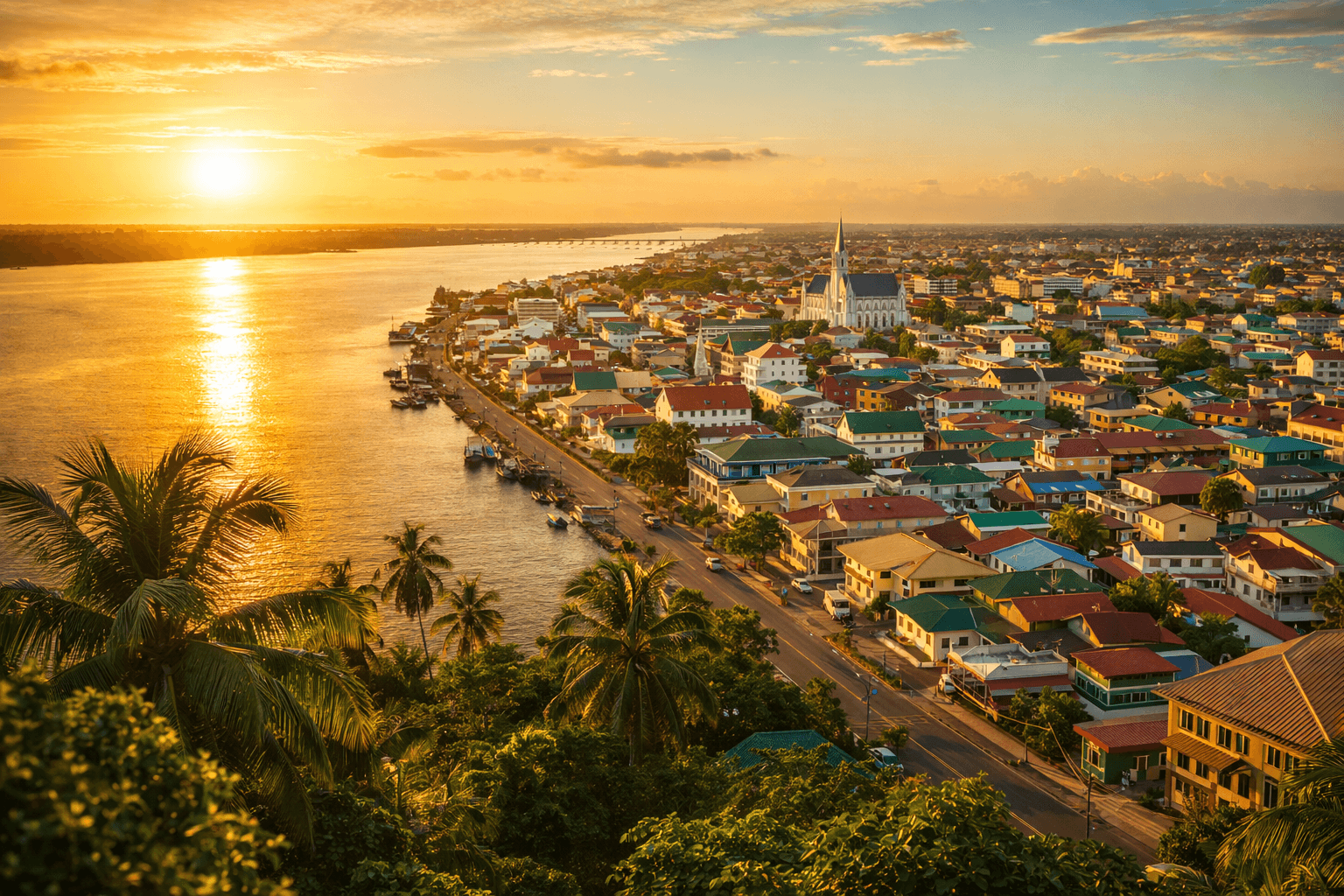 Georgetown, Guyana at golden hour