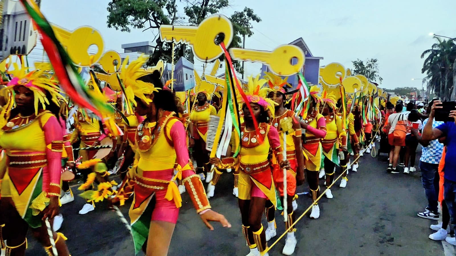 Guyanese celebration with flags and music